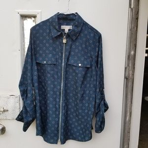 NWT Michael Kors Blue Long Sleeve Top
